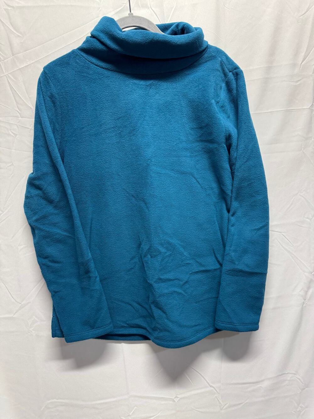 Talbots Turquoise Fleece Pullover Turtleneck Sz Large Cozy Classic Winter Casual